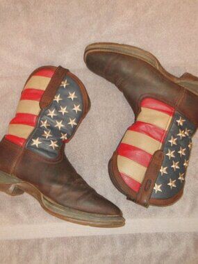 Durango Rebel Patriotic Boots Mens 11.5EE Embroidered Flag Western Cowboy Riding